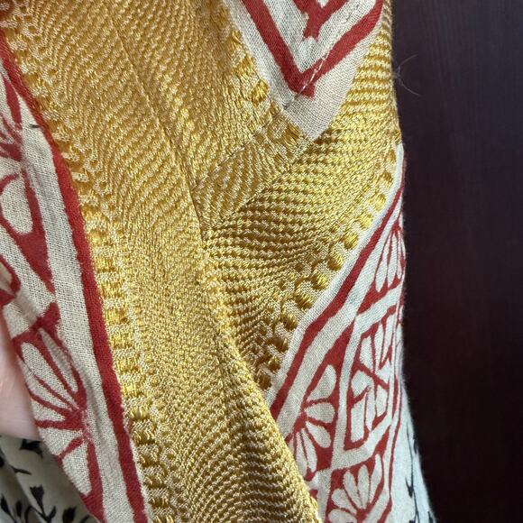 DASSIOS Luxury Lightweight Cotton Caftan W/ Gold Sequin Embroidered Trim Medium - Picture 9 of 11